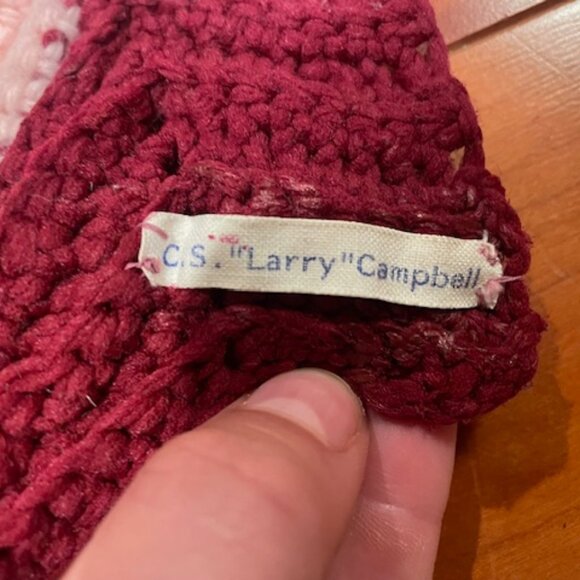 Vintage Ames Afghan Knit Zig Zag Chevron Crocheted Blanket Throw - 32 x 43 - Picture 4 of 5